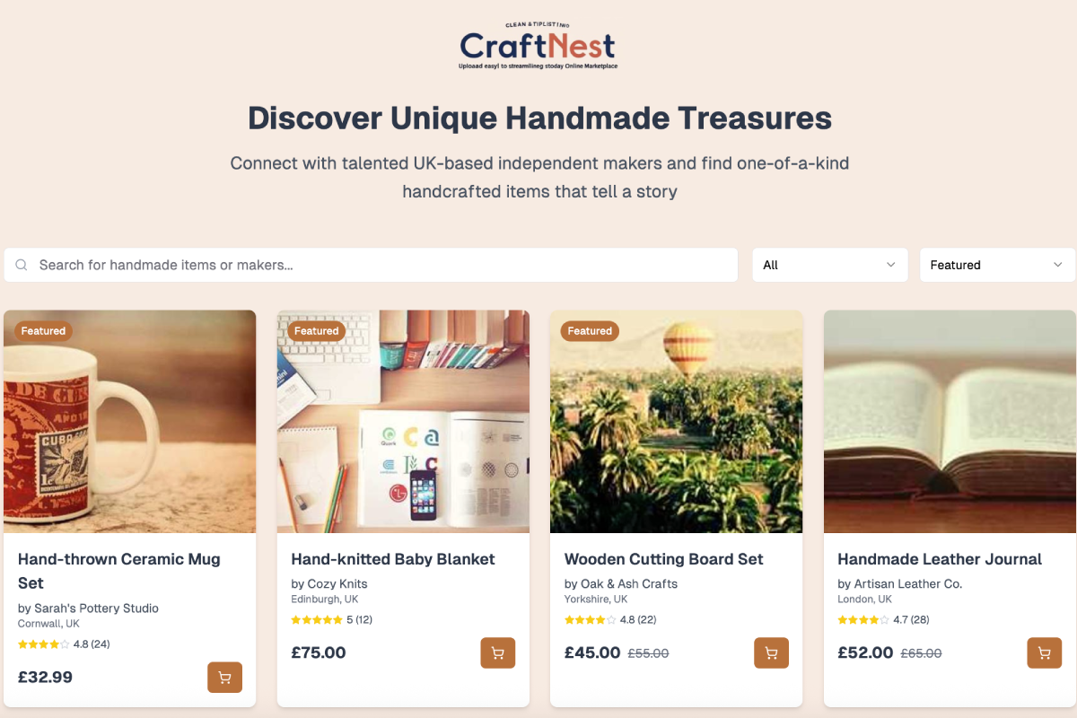 CraftNest main interface