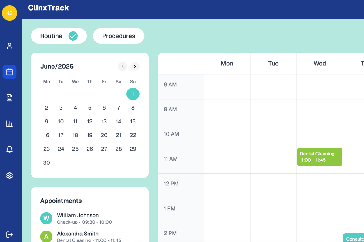 ClinixTrack main interface
