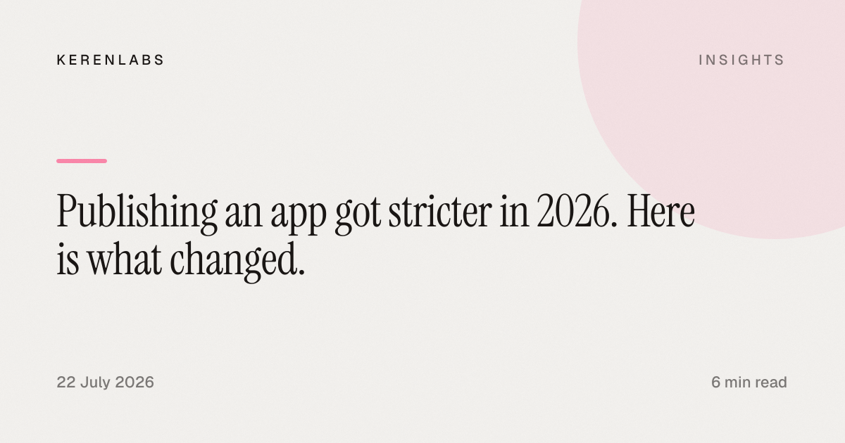 Cover image for an article about App Store and Google Play publishing requirements in 2026.