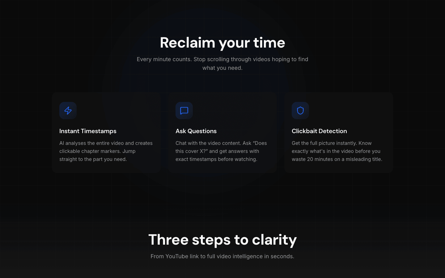 The ExplainTheVid product site we built